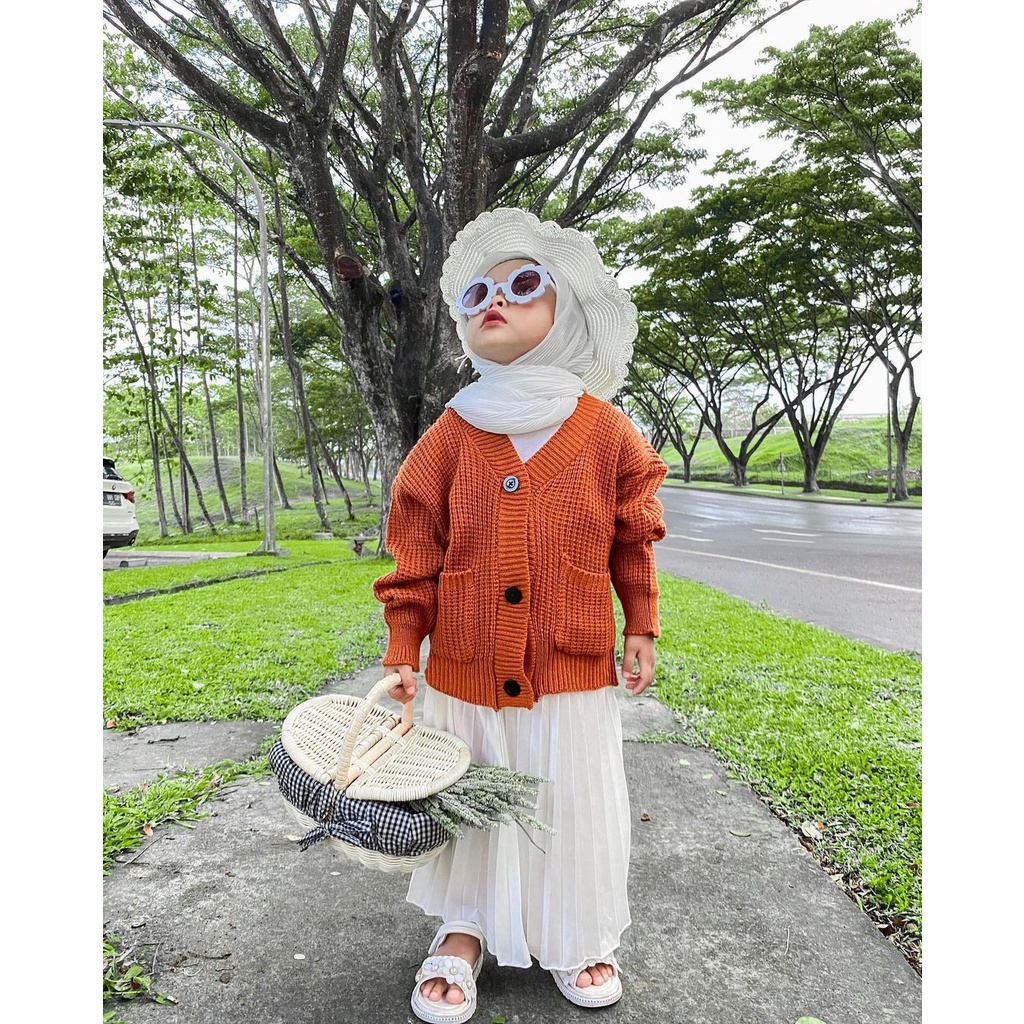 Nakara Cardigan Rajut Anak Perempuan 2 - 12 Tahun Balon Import Premium Korea
