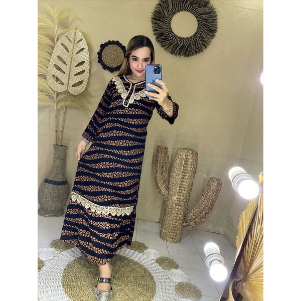 [BISA COD] DASTER ARAB/ DASTER RENDA MOTIF SERAT/ PAKAIAN WANITA BUSUI/ LONGDRES ANISA