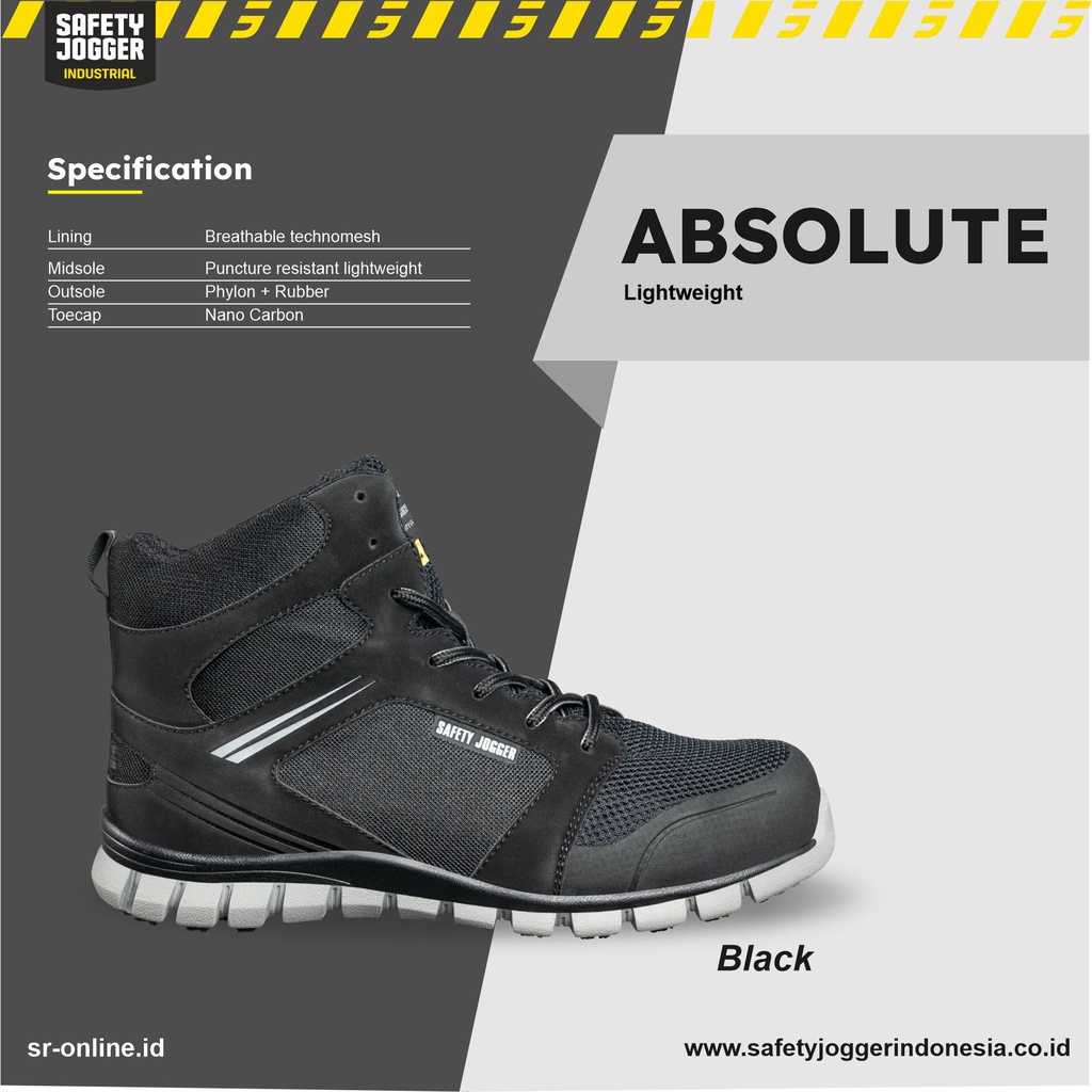 SEPATU SAFETY JOGGER ABSOLUTE BLACK S1P ESD SRC METAL FREE LIGHTWEIGHT