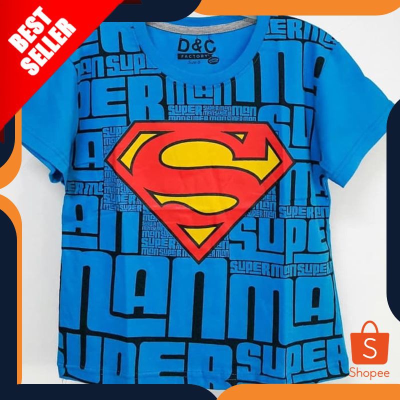 TERMURAH KAOS ANAK  SUPERMAN LOGO TULISAN BIRU SUPERHERO ORIGINAL