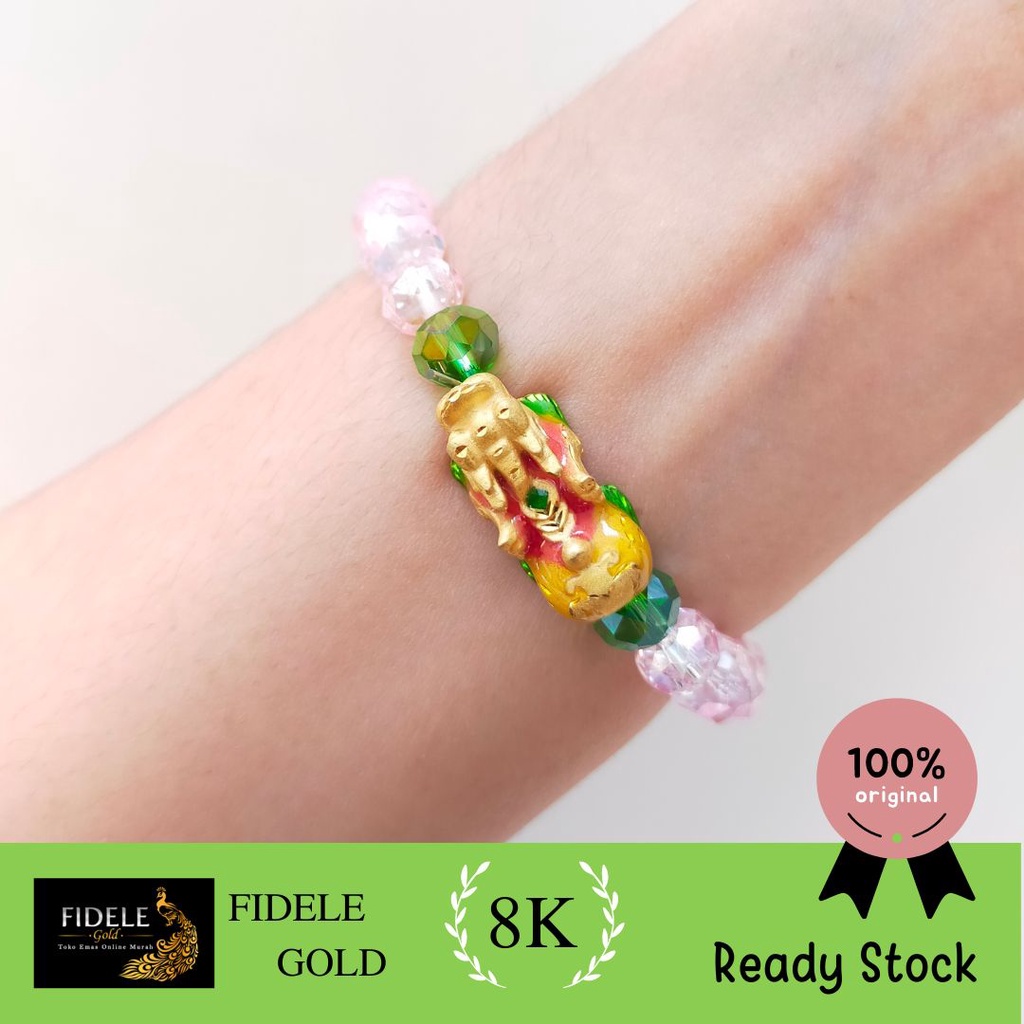 Pipa Charm  Naga Emas Asli 8K charm kadar muda