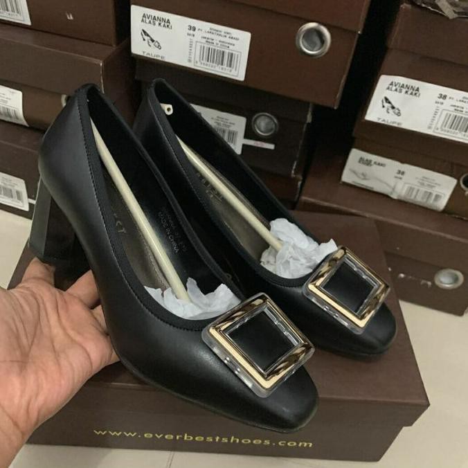 Sepatu Kerja Wanita Everbest Ori Murah Block Heel Black 36 37 38 39 40 Conakryolshop