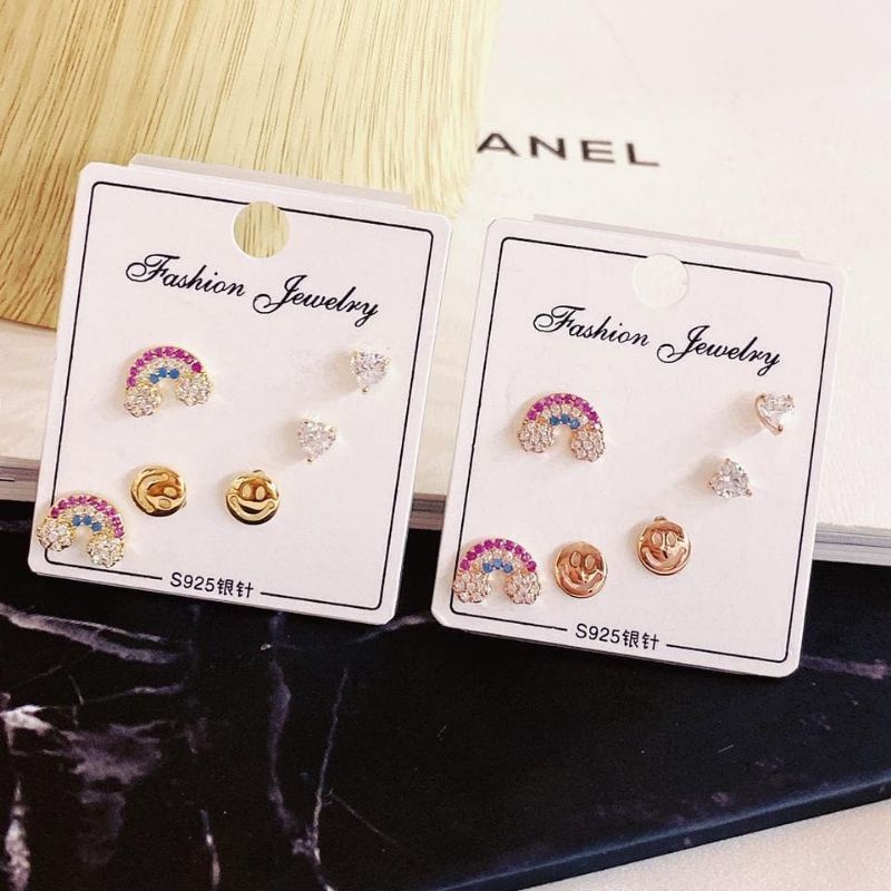 Anting Silver925 Perak Isi 3set Premium Anti Karat anti alergi SA01992