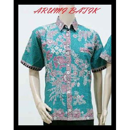 Reseller Open Kemeja / Hem / Atasan / Baju / Seragam Pria Batik 1377 Tosca