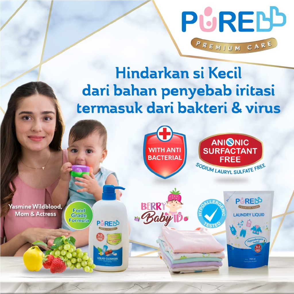 PureBB Laundry Liquid Cairan Sabun Pencuci Baju Bayi 900 ml Pure BB Berry Mart