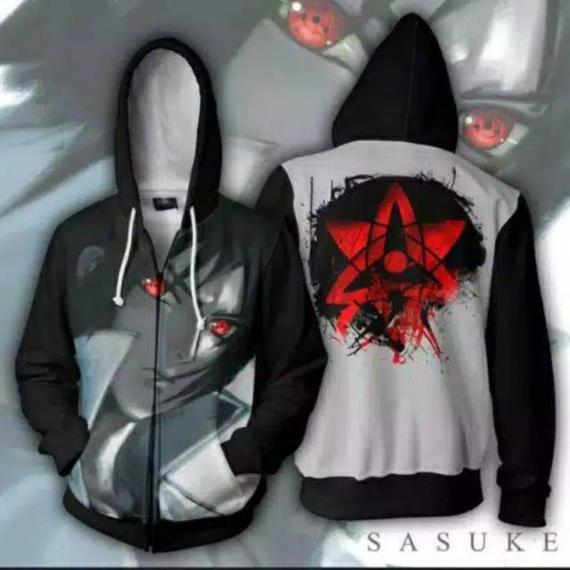JAKET SWEATER HOODIE PRIA_WANITA ANIME NARUTO SASUKE UCHIHA FULLFRINT COOSPLAY TERMURAH TERLARIS-JAK