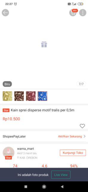 Kain Sprei Disperse Motif Tralis Kangkung Per 0,5m