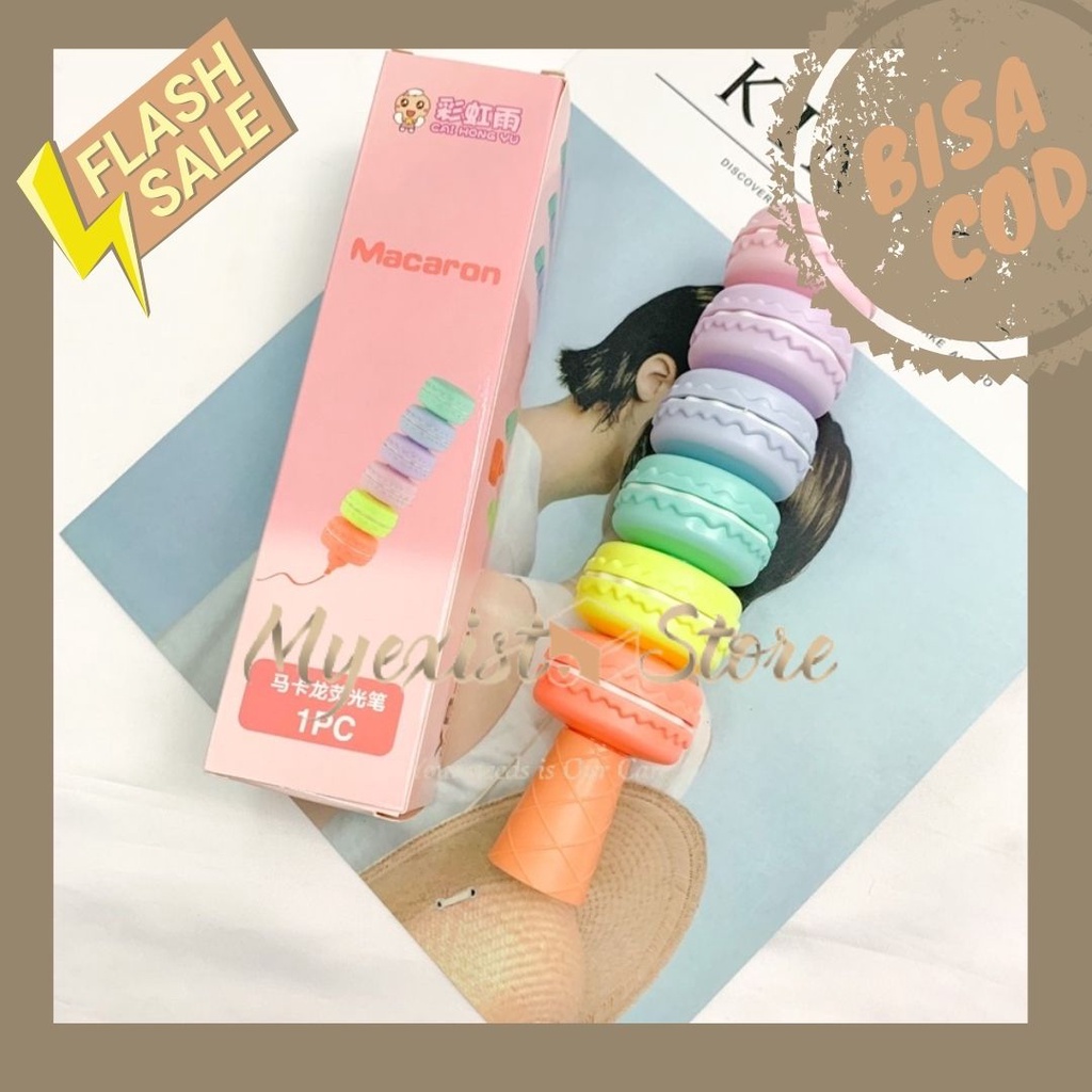 

highlighter macaroon bukan stabilo penanda tulisan alat tulis kantor kado unik lucu bentuk makanan - IVN205