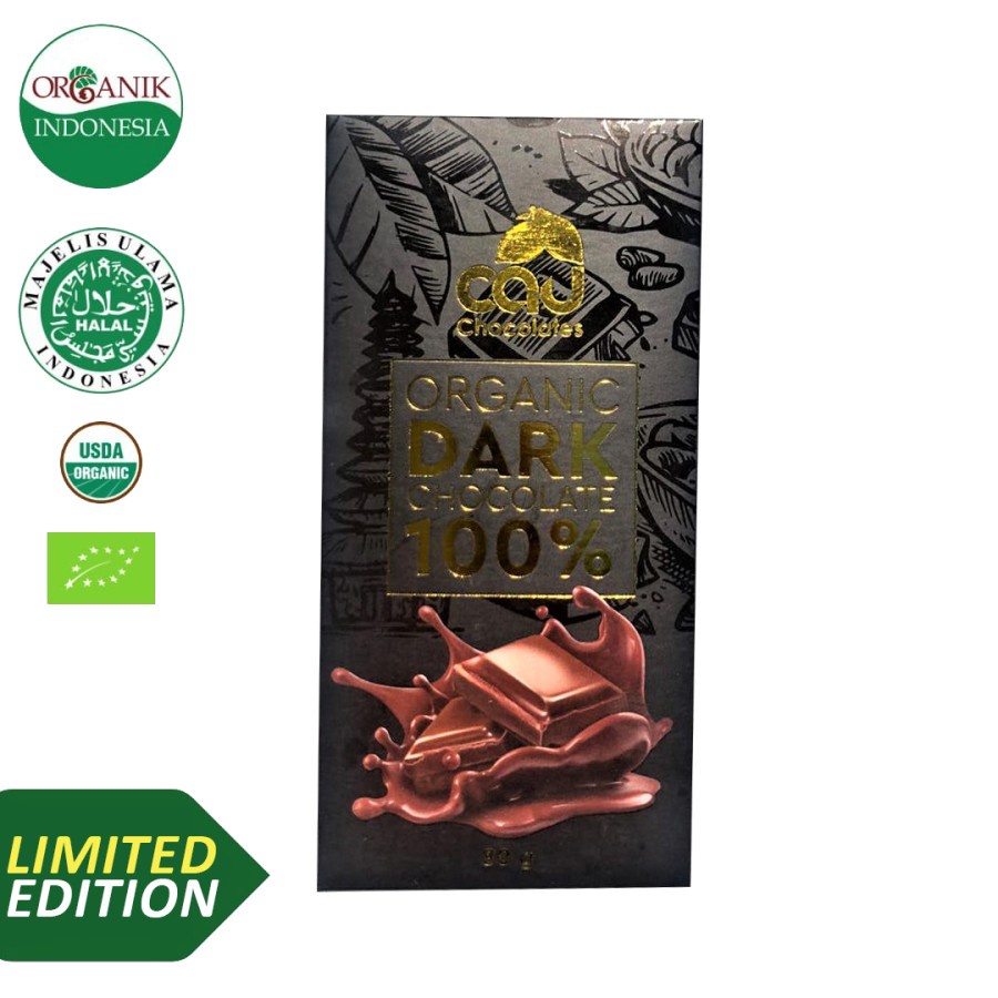 Cau Chocolate, Organic Dark Chocolate 100% (Cokelat Organik) 80gr