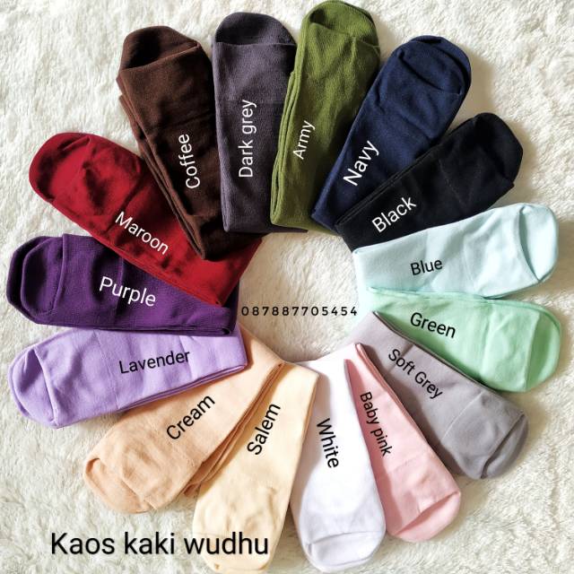 [12 PASANG] KAOS KAKI WUDHU BAHAN TEBAL 15 WARNA