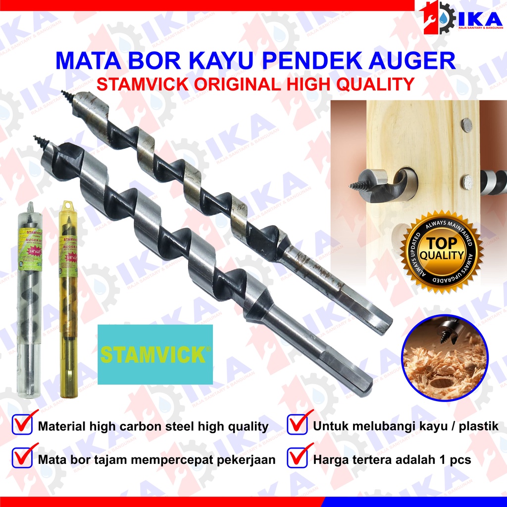 MATA BOR PENDEK AUGER BIT STAMVICK 3/4&quot; x L8 dan 5/8 BAGUS BERKUALITAS