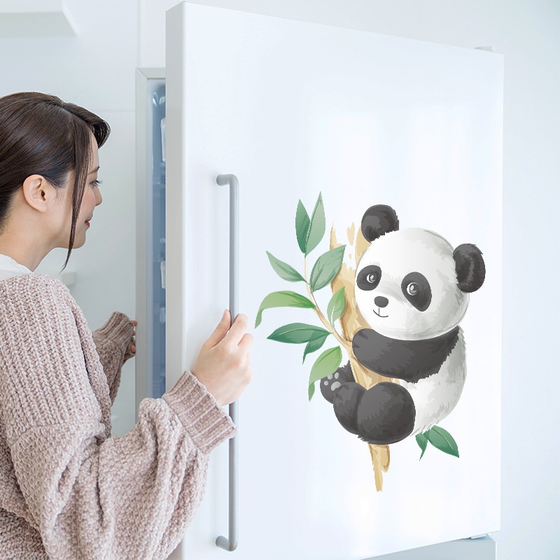 Stiker Dinding Bahan Mudah Dilepas Gambar Kartun Panda Dan Bambu Untuk Dekorasi Kamar Anak