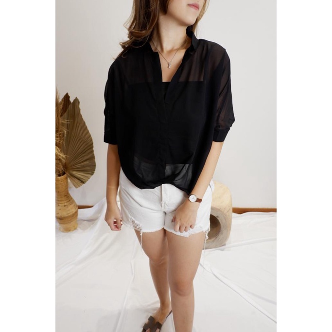 SIMONA BLOUSE ATASAN SIFON WANITA ATASAN BAHAN SIFON