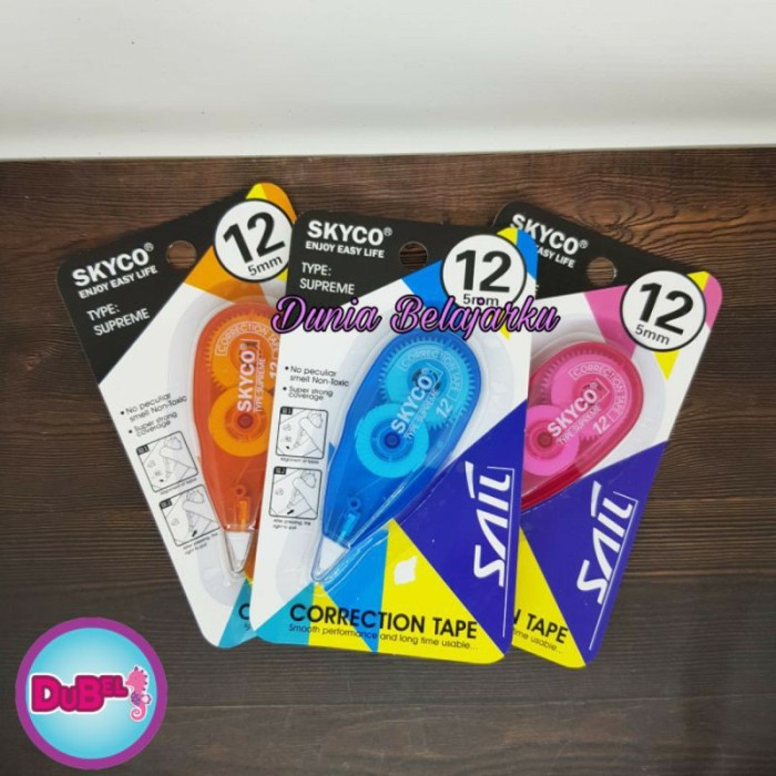 

Buruan Correction Tape / Tip Ex Kertas Skyco Panjang 12M Lebar 5Mm / Supreme Berkualitas