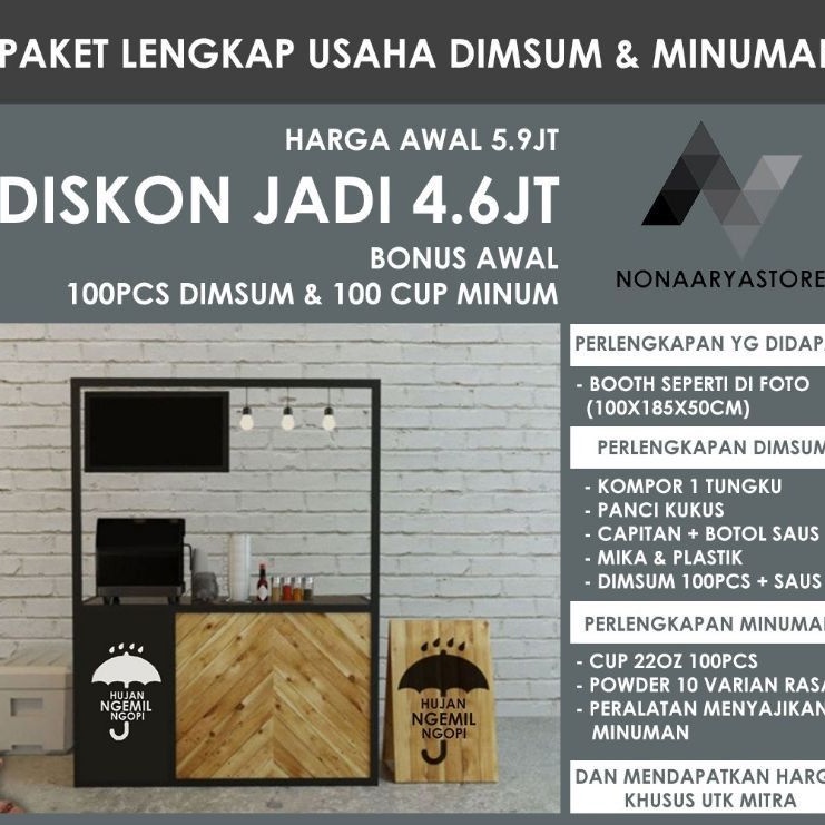 

paket lengkap usaha premium dimsum dan minuman kekinian tidak harus franchise bisa request booth