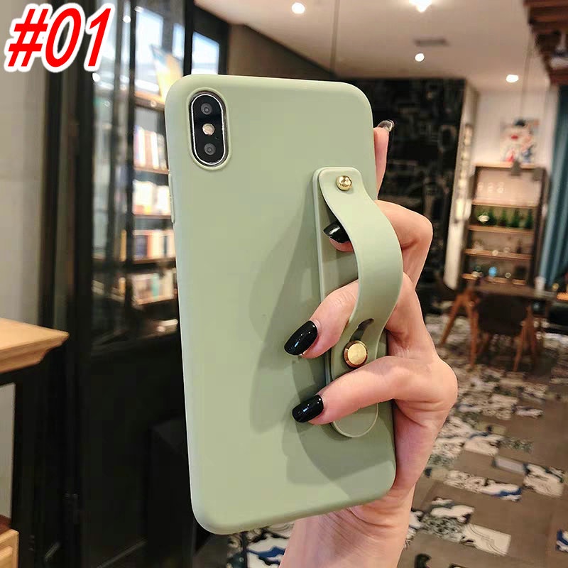 Casing Huawei Y9 Y7 Y6 Y5 P30 Nova 2 2i 3i 5T Honor 7S 7A 8A Lite Pro Prime 2018 2019 Candy solid color Frosted feel Soft Case Cover+Wristband-#01 light green