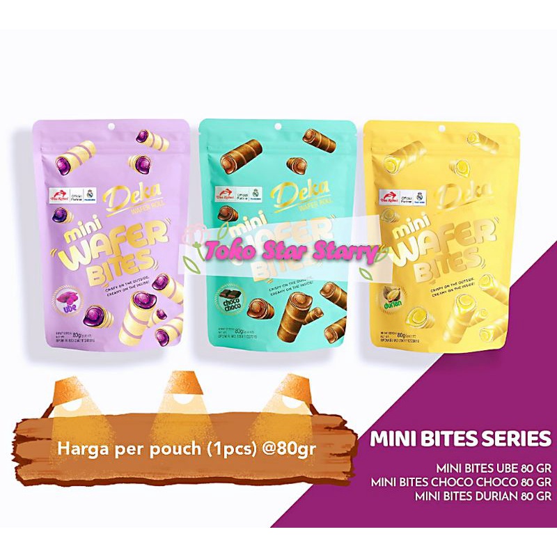 

[Per Pouch] 80gr Deka mini wafer bites choco ube durian murah wafer roll Snack Halal Viral Kelinci Deka Kelinci Mini Deka Mini