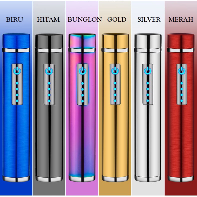 USB lighter Touch Button Tabung ku03 korek api usb elektrik glossy Dual Arc Plasma fingerprint