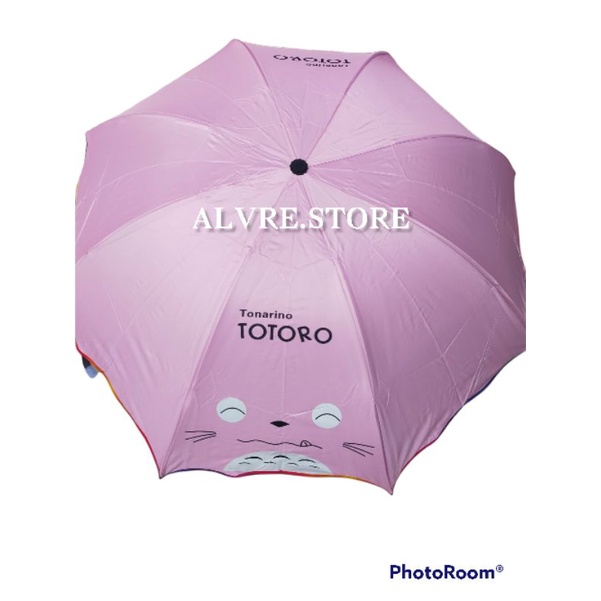 Payung Lipat Motif Totoro Lucu NF414H Nagoya Lapisan Hitam Anti UV - Payung Lipat Lucu Kekinian