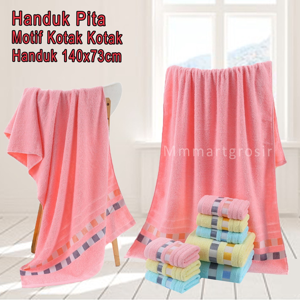 Handuk Mandi / Handuk Pita / Motif Kotak  / 140x73cm