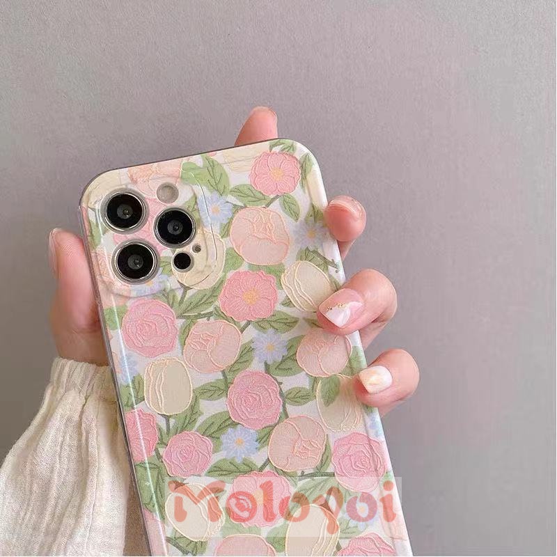 Colorful Flowers Casing iPhone 11 12 Pro Max X XR XS Max 7 8 6 6s Plus Transparent Soft TPU Silicone Back Cover Case