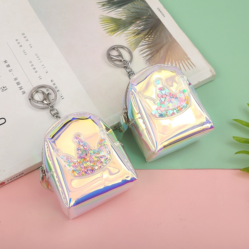 Koin Dompet Wanita Gantungan Kunci Mini Kreatif Bentuk Tas Ransel Ritsleting
