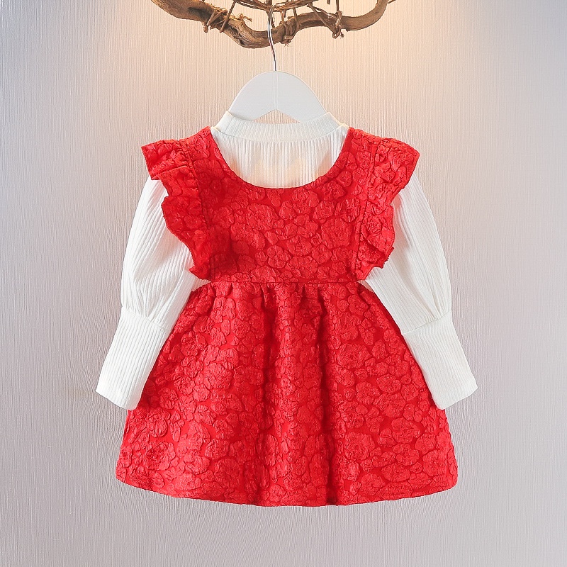 【Baru Datang!!】0-4Tahun QZ-95 Dress anak perempuan/Gaun putri Modern lengan panjang  Fashion Anak Impor