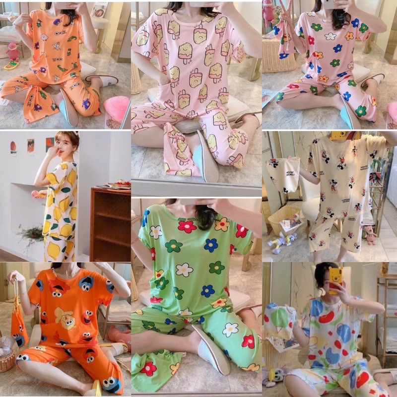 Piyama Import Setelan Celana 7/8 Baju Tidur Wanita Dewasa Import HPP078