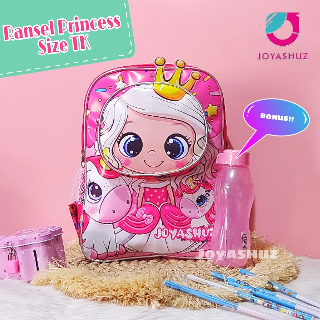 Tas Sekolah Anak Perempuan TK Gratis Botol Minum - Ransel Anak TK - Tas Princess - Tas Anak TK Karakter Princess - Tas Anak Berbonus 4in1 - Joyashuz