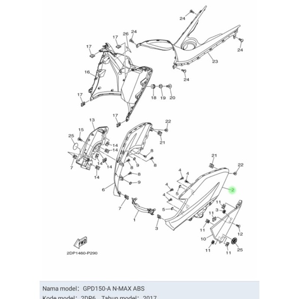 SAYAP DEPAN KIRI BODY COWLING KIRI NMAX ASLI ORI YAMAHA 2DP F8351 00 P0