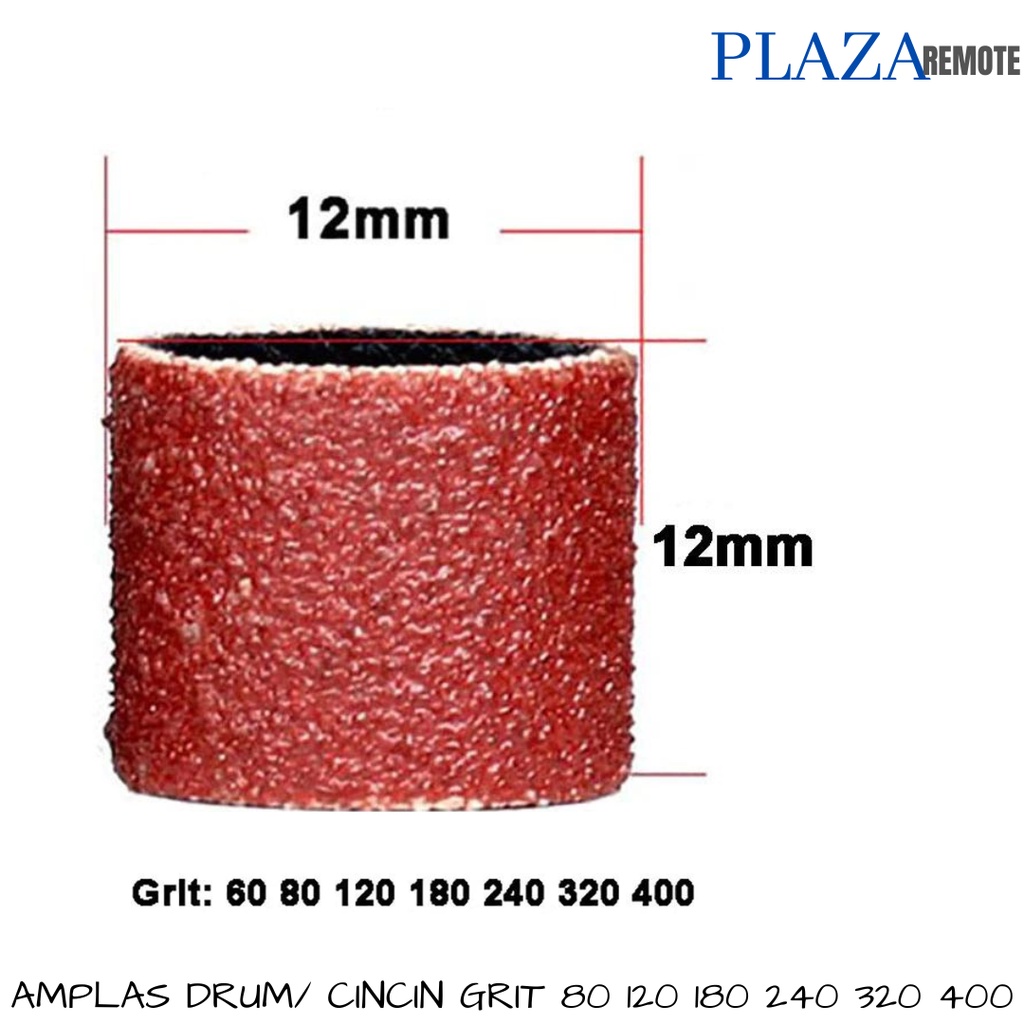 AMPLAS DRUM CINCIN DIAMETER 6.35 MM/9.5 MM/12.7 MM SET ISI 6 GRIT 80 - 400#