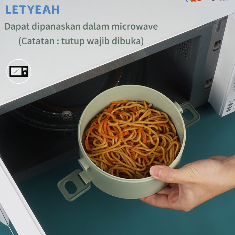 letyeah lunch box set anti tumpah 2200 ml/cutlery set stainless 3 in 1/kotak makan 3 susun kapasitas tinggi