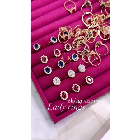 Cincin Lady Kadar 6K ll 2 Gram ll UK 13-17 UNTUK PILIHAN WARNA DAN SIZE TULIS DINOTE