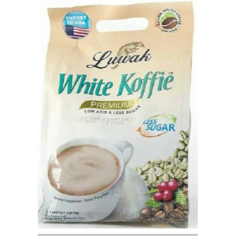 

LUWAK WHITE KOFFIE LESS SUGAR 1 PACK ISI 10X20 GRAM MURAH EXPIRE LAMA