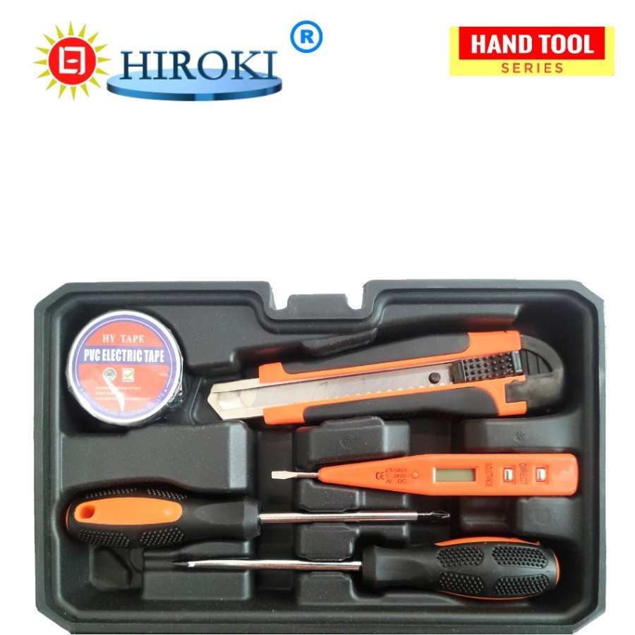 HIROKI Tool Kit Set Box Peralatan Pertukangan Hand Tools Lengkap 9 Pcs