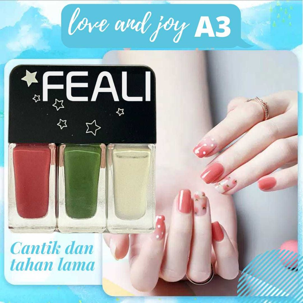 FEALI KUTEK 3 TONE 3IN1/KUTEK FEALI IMPORT KOREA/KUTEK HALAL GEL NAIL POLISH