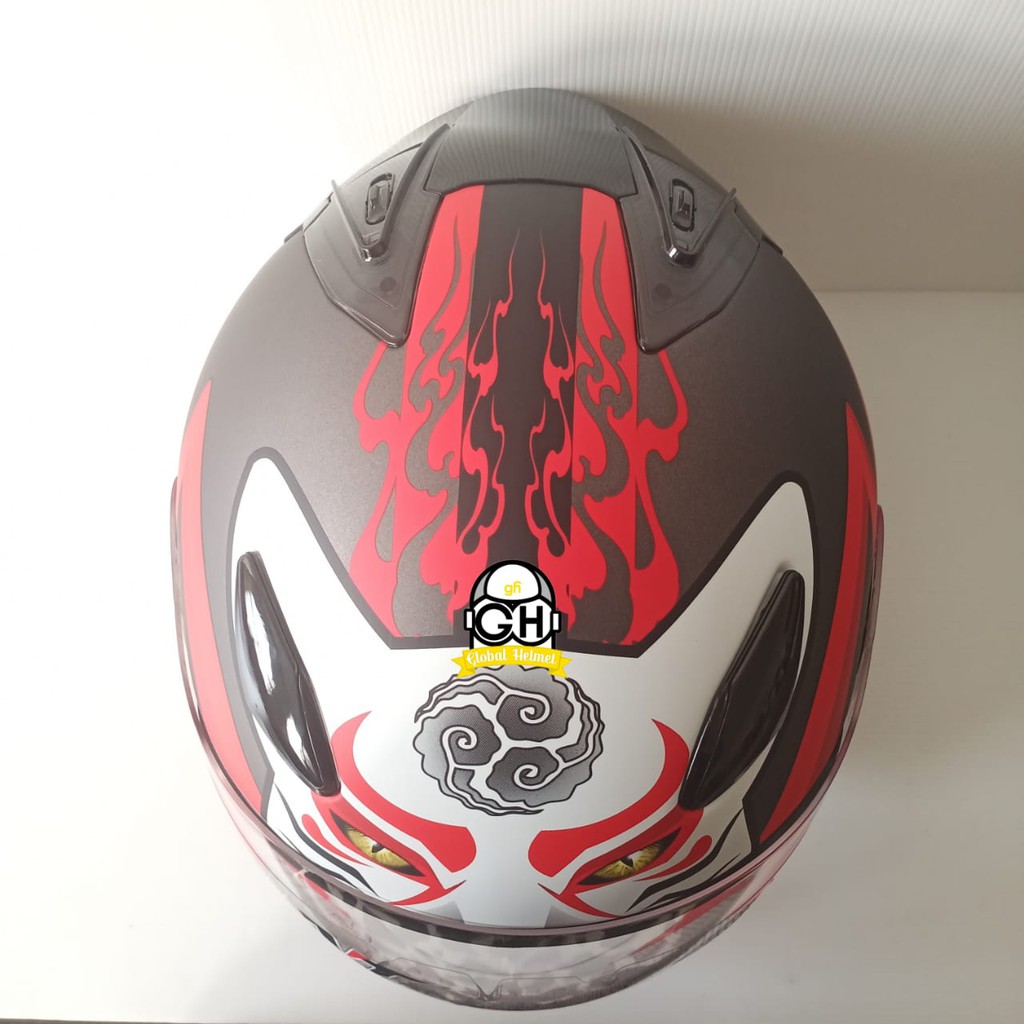 HELM HALF FACE KYT DJ MARU KYT DJMARU MOTIF KABUKI CAT MATT GUNMETAL
