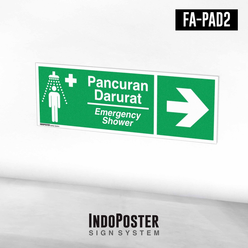 

Stiker K3 Safety Arah Pancuran Darurat Emergency Eyewash