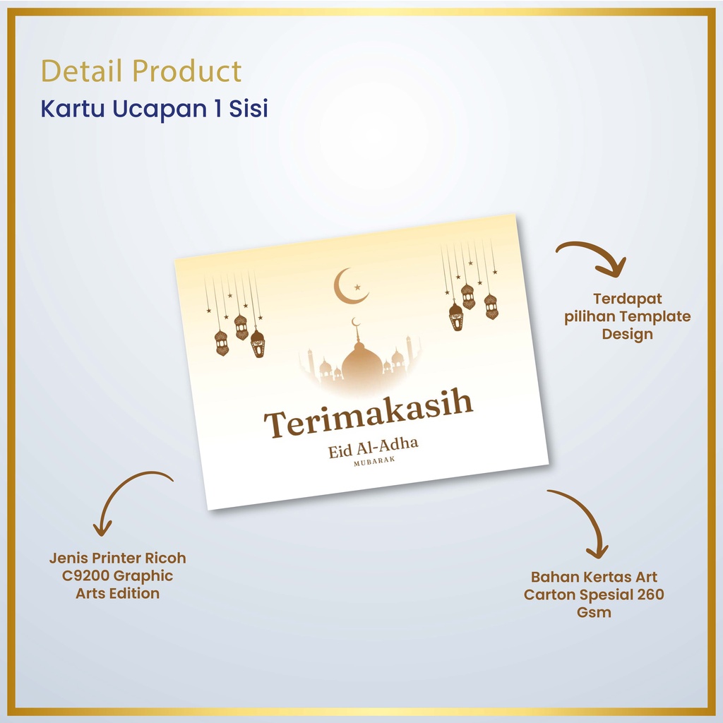 Kartu Ucapan/Thank You Card/Greetings Card 1 Sisi Spesial Idul Adha/Idul Adha/Custom Cetak Print Murah