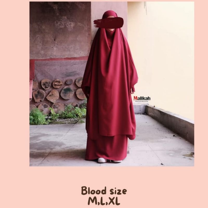 ABAYA MALIKAH FRENCH MALEEKAH 2 PIECES Versi Stelan Rok Dan Khimar French Jelbab Overhead Include Ni