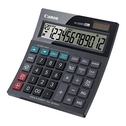 

CANON CALCULATOR KALKULATOR AS-220RTS LEBAR 12DIGIT CHECK CORRECT