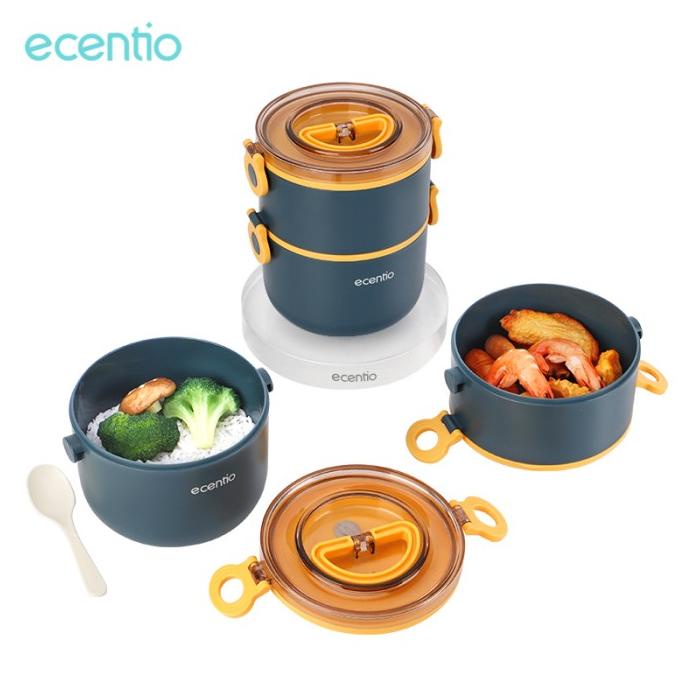 Ecentio Double-layer round insulated lunch portable lunch box free BPA