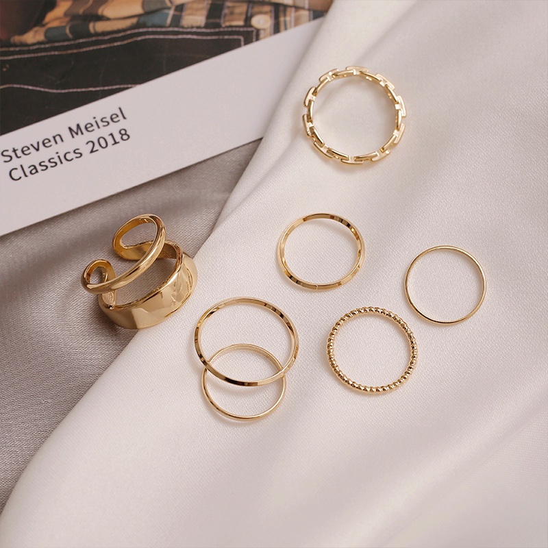 Cincin Set Fashion 7 pcs/set Retro Vintage Model Rantai Bohemian Korea Dalika