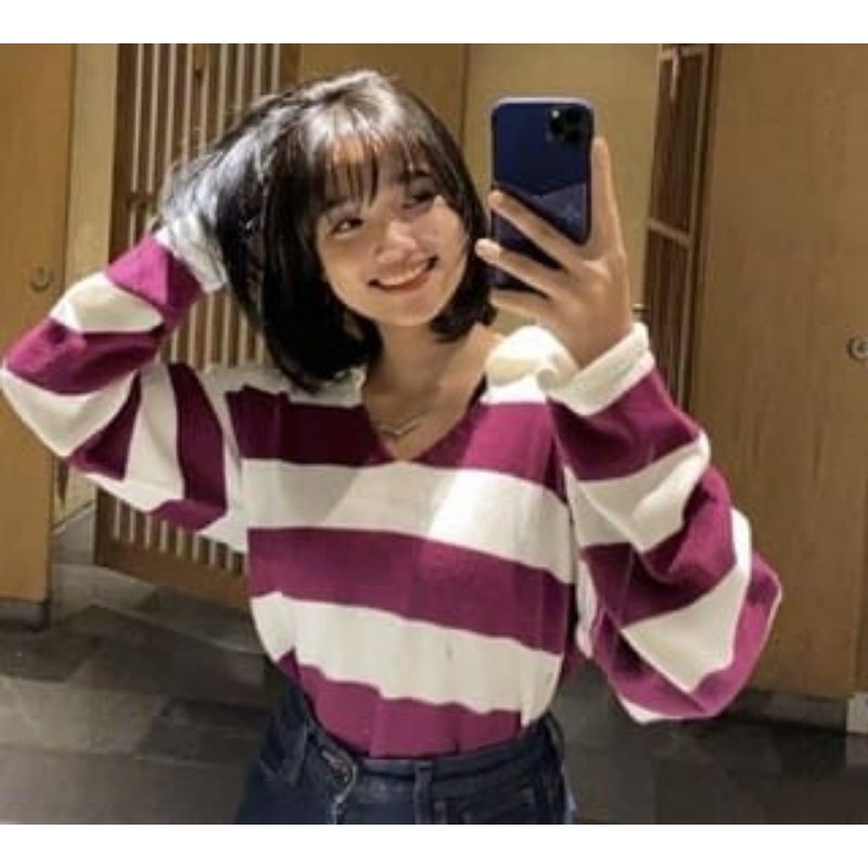 Sweater Rajut Wanita Fuji Crop top