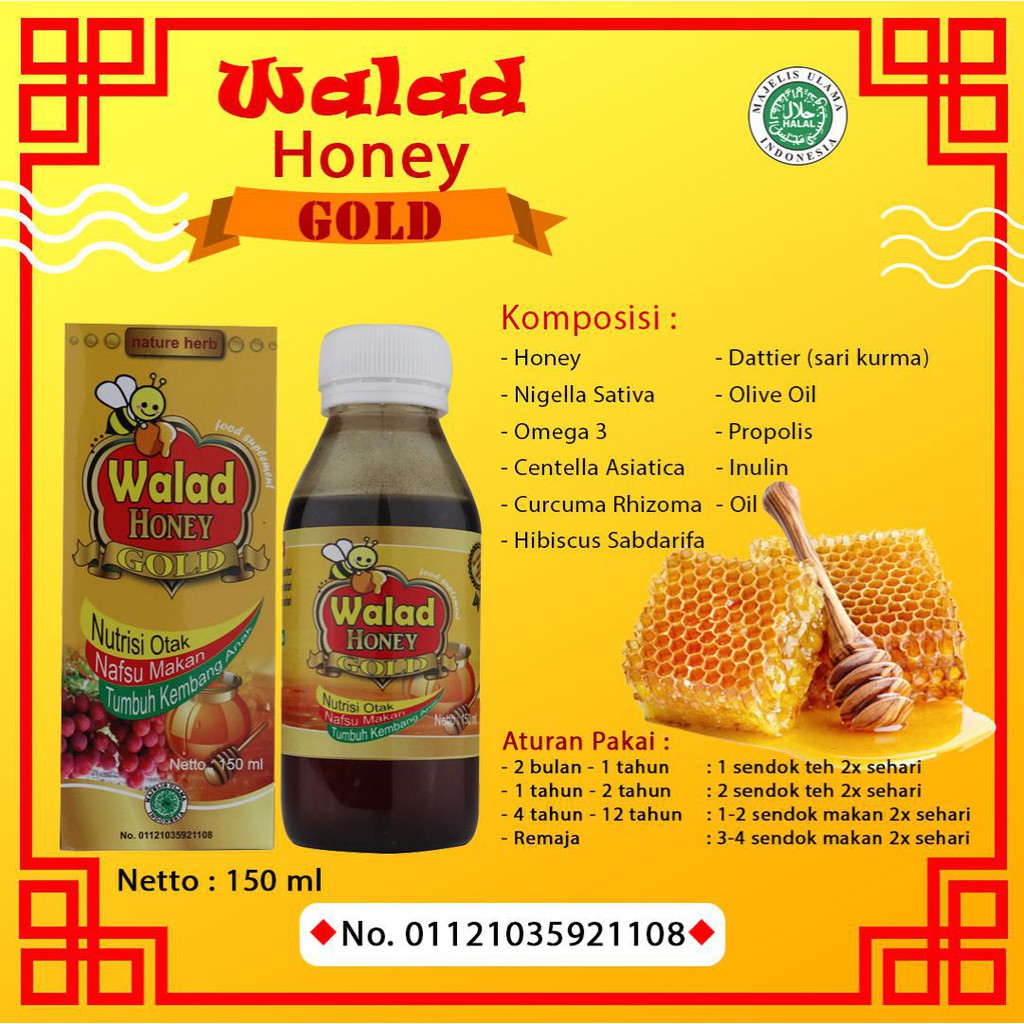 Obat Herbal Untuk Kecerdaskan Otak Anak Madu Walad Honey Gold 150ml