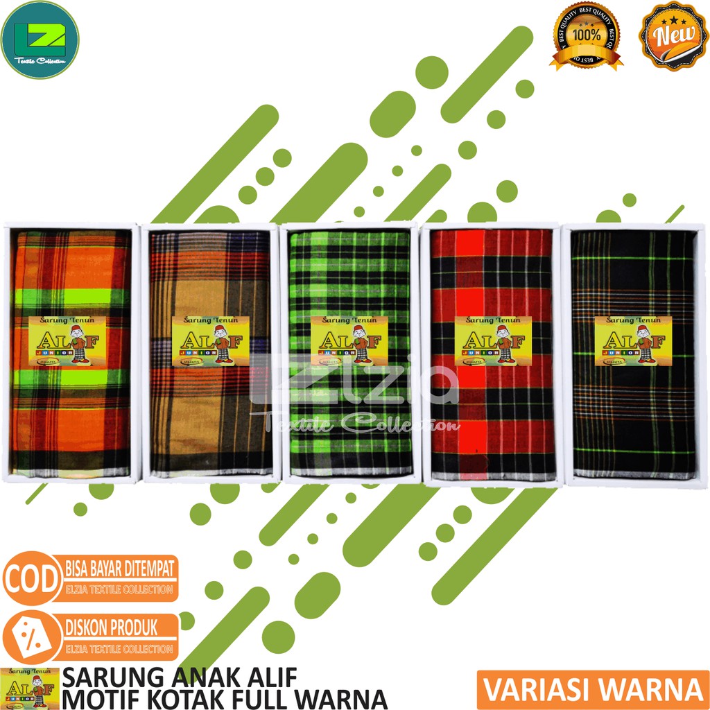 SARUNG ANAK TANGGUNG SARUNG ANAK ALIF KOTAK MOTIF FULL WARNA PREMIUM