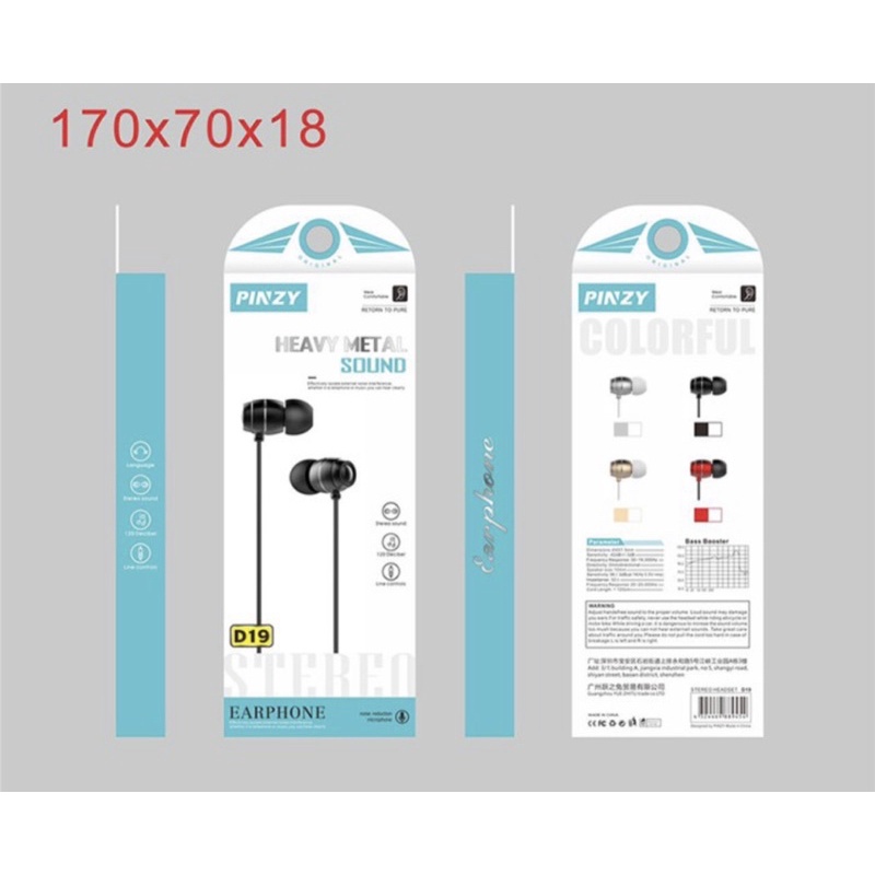 Headset D-19 - Earphone Original PINZY D19 Metal Series Colourful