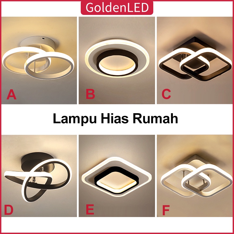 Golden LED Lampu Plafon 3 Warna LED Ceiling Light Lampu Hias Rumah Ruang Tamu Kamar Minimalis Tempat Lampu Plafon Ceiling Lamp