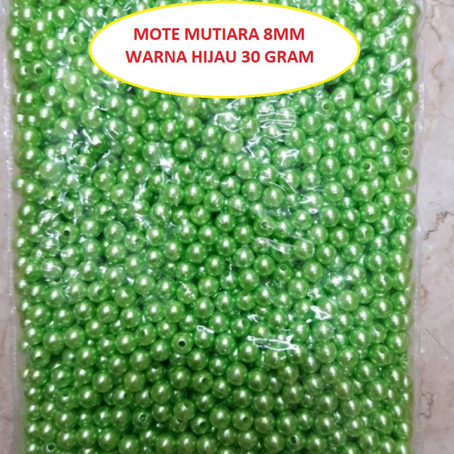 30 Gram Mote Mutiara Diameter 10mm Hijau - Manik Mote Mutiara Hijau