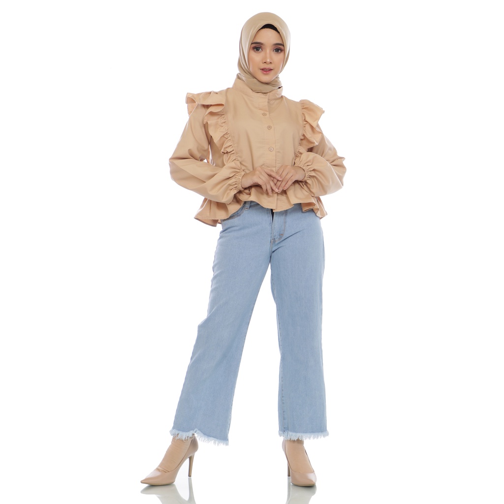 Croptee Ruffle Varisha - Atasan Crop Wanita Bahan Katun Ima